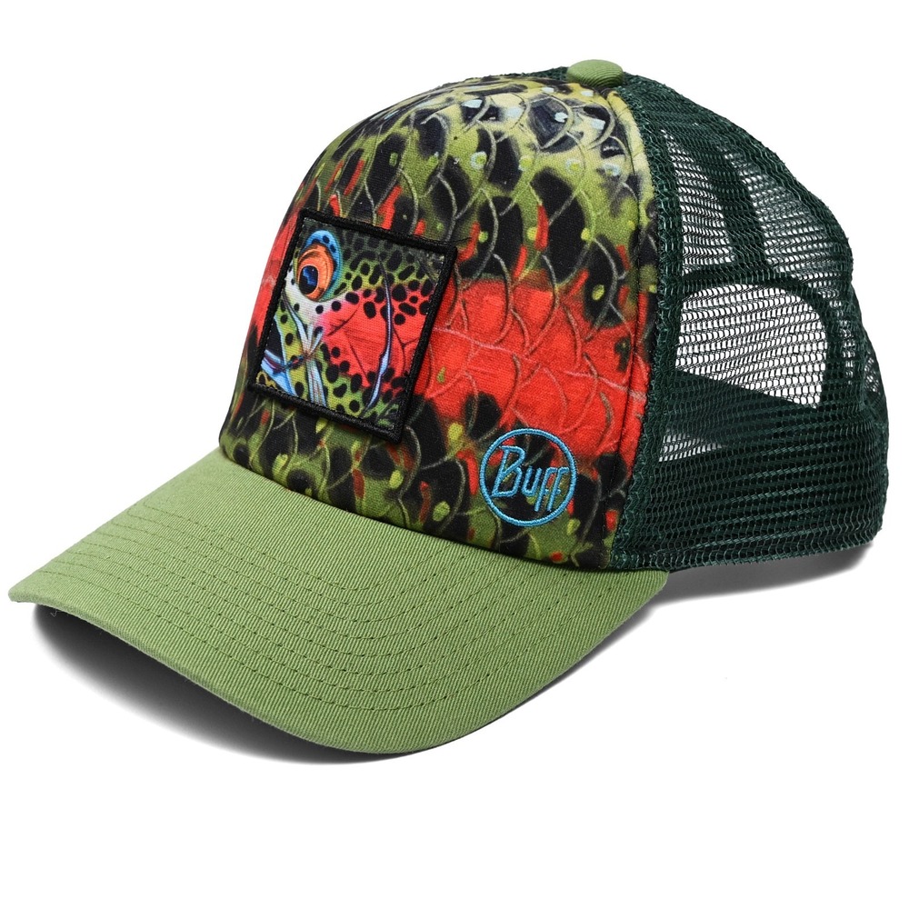 Buff Trucker Hat DeYoung Rainbow Royal Green Fishing OS Snapback Logo Fishing